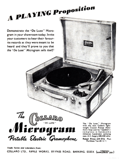 COLLARO ve collaro microgram advert 1949 en  . Rare and Ancient Equipment COLLARO Audio Microgram ve_collaro_microgram_advert_1949_en.pdf