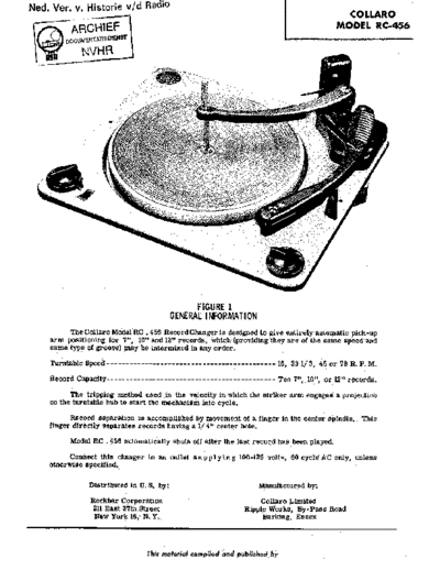 COLLARO Collaro RC456  . Rare and Ancient Equipment COLLARO Audio RC457 Collaro_RC456.pdf