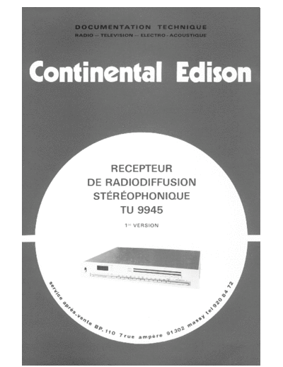 CONTINENTAL EDISON tu9945 ver-1  . Rare and Ancient Equipment CONTINENTAL EDISON Audio TU9945 VER-1 continental_edison_tu9945_ver-1.pdf