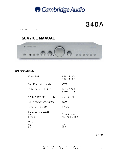 CAMBRIDGE Cambridge Audio AZUR 340A SvcMnls  . Rare and Ancient Equipment CAMBRIDGE Audio Azur 340A Cambridge_Audio_AZUR_340A_SvcMnls.pdf