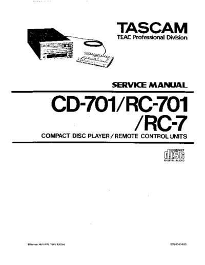. Various tascam teac cd-701 rc-701 rc-7 sm  . Various SM scena Tascam Teac tascam_teac_cd-701_rc-701_rc-7_sm.pdf