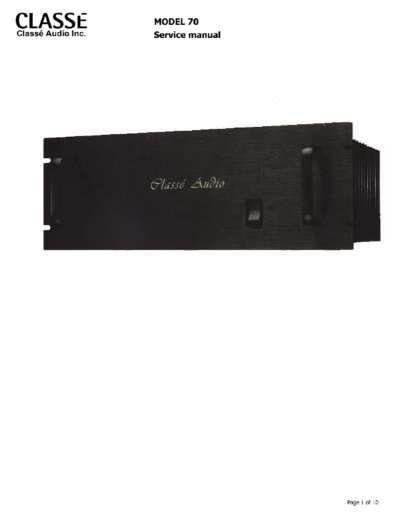 CLASSE AUDIO hfe classe audio model 70 service  . Rare and Ancient Equipment CLASSE AUDIO Audio Model 70 hfe_classe_audio_model_70_service.pdf