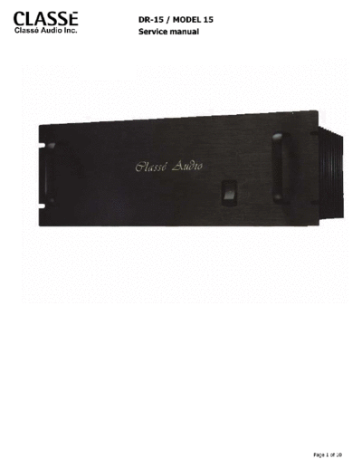 CLASSE AUDIO hfe classe audio dr-15 service  . Rare and Ancient Equipment CLASSE AUDIO Audio DR-15 hfe_classe_audio_dr-15_service.pdf