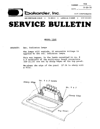 DOKODER hfe dokorder 1140 service bull 924 en  . Rare and Ancient Equipment DOKODER Audio 1140 hfe_dokorder_1140_service_bull_924_en.pdf