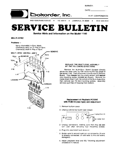 DOKODER hfe dokorder 1140 service bull en  . Rare and Ancient Equipment DOKODER Audio 1140 hfe_dokorder_1140_service_bull_en.pdf