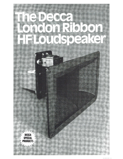 DECCA hfe   ribbon tweeter flyer en  . Rare and Ancient Equipment DECCA Audio London Ribbon hfe_decca_ribbon_tweeter_flyer_en.pdf