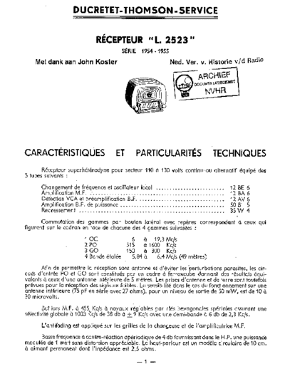 DUCRETET Ducretet L2523  . Rare and Ancient Equipment DUCRETET Audio L2523UF Ducretet_L2523.pdf