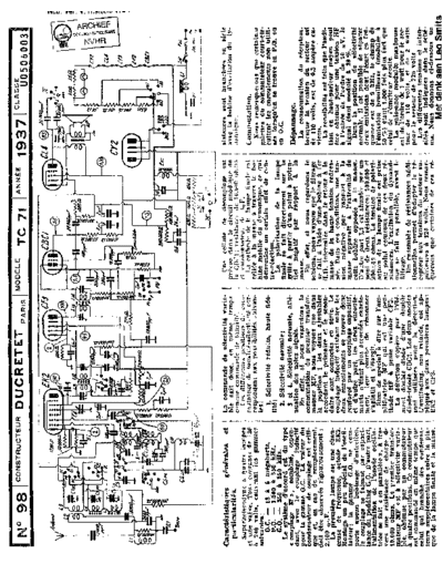 DUCRETET Ducretet TC71  . Rare and Ancient Equipment DUCRETET Audio TC71 Ducretet_TC71.pdf