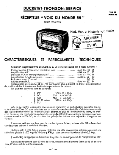 DUCRETET VoixDuMonde55  . Rare and Ancient Equipment DUCRETET Audio VoixDuMonde55 Ducretet_VoixDuMonde55.pdf