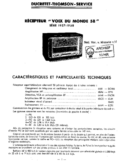 DUCRETET Ducretet VoixDuMonde58  . Rare and Ancient Equipment DUCRETET Audio VoixDuMonde58 Ducretet_VoixDuMonde58.pdf