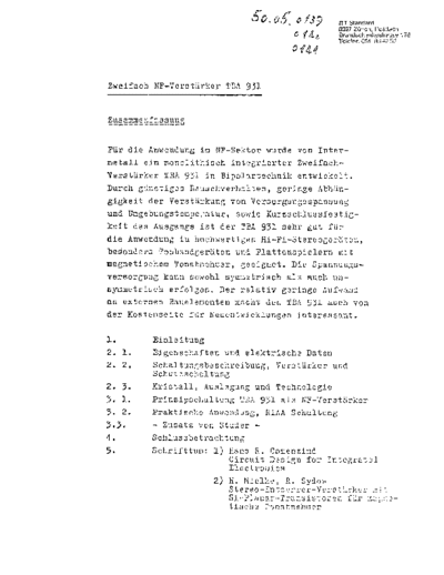 . Various TBA931 50.05.0139 DataSheet  . Various SM scena Studer TBA931_50.05.0139_DataSheet.pdf