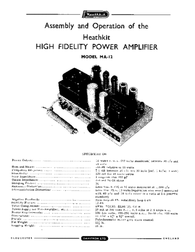 HEATHKIT hfe heathkit ma-12 assy op en  . Rare and Ancient Equipment HEATHKIT Audio MA-12 hfe_heathkit_ma-12_assy_op_en.pdf