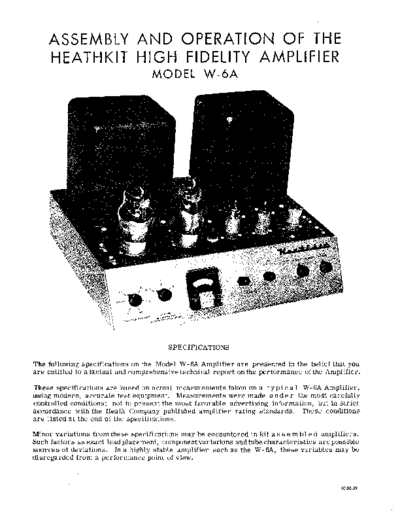 HEATHKIT hfe   w-6a assy op en  . Rare and Ancient Equipment HEATHKIT Audio W-6A hfe_heathkit_w-6a_assy_op_en.pdf