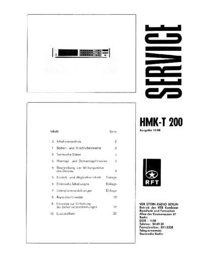 RFT hfe rft hmk-t 200 service de  . Rare and Ancient Equipment RFT Audio HMK-T 200 hfe_rft_hmk-t_200_service_de.pdf
