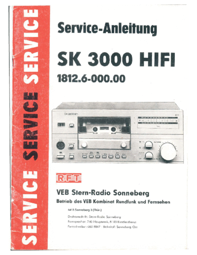 RFT rft sk3000 sm  . Rare and Ancient Equipment RFT Audio SK 3000 rft_sk3000_sm.pdf