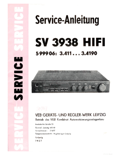 RFT hfe rft sv 3938 service de  . Rare and Ancient Equipment RFT Audio SV 3938 hfe_rft_sv_3938_service_de.pdf