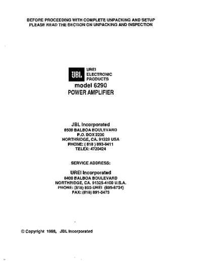 . Various JBL-6290 manual  . Various SM scena Studio JBL-6290 manual.pdf