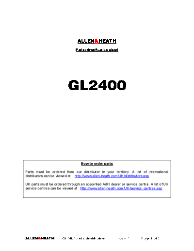 . Various GL2400 Parts identification  . Various SM scena Allen allen-heath_gl2400 GL2400 Parts identification.pdf