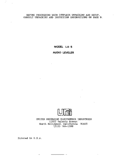 . Various UREI-LA-5 manual  . Various SM scena Studio UREI-LA-5 manual.pdf