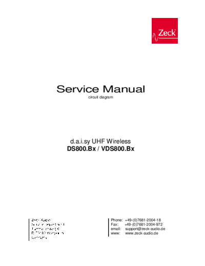 . Various Zeck-DS VDS800Bx uhf wireless  . Various SM scena Zeck Zeck-DS_VDS800Bx uhf wireless.pdf