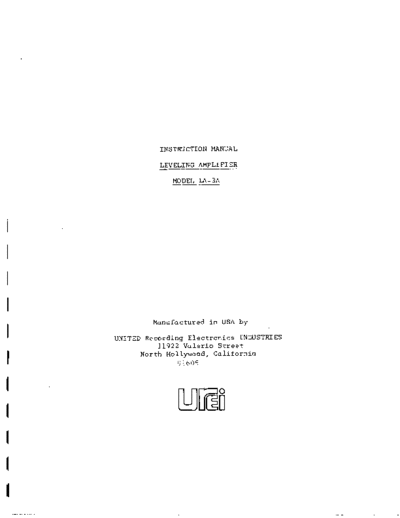 . Various UREI-LA-3A manual  . Various SM scena Studio UREI-LA-3A manual.pdf