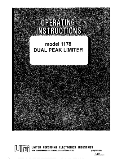 . Various UREI-1178 manual  . Various SM scena Studio UREI-1178 manual.pdf