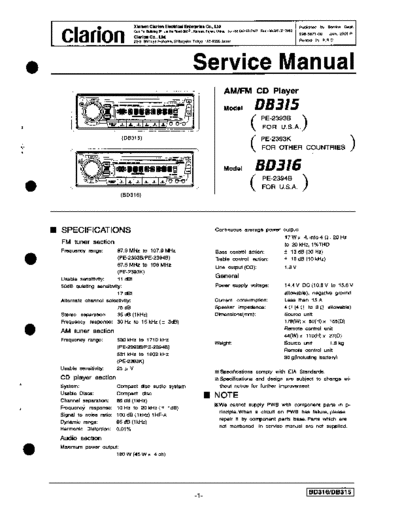 clarion Clarion DB315 PE2393B DB316 PE2394B sm full  clarion DB-316 Clarion_DB315_PE2393B_DB316_PE2394B_sm_full.pdf