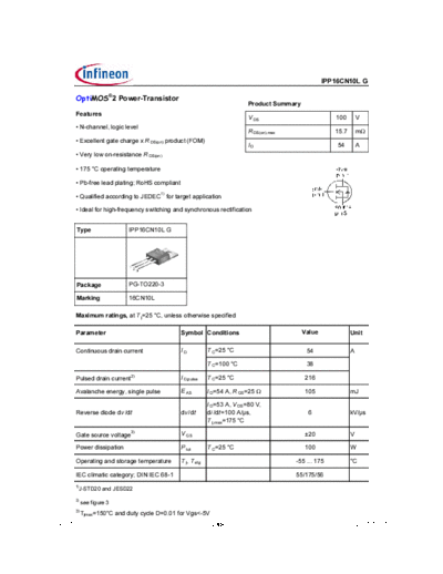 Infineon ipp16cn10l rev1[1].01  . Electronic Components Datasheets Active components Transistors Infineon ipp16cn10l_rev1[1].01.pdf