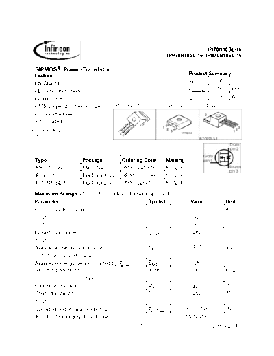 Infineon ipp70n10sl-16 ipb70n10sl-16 ipi70n10sl-16  . Electronic Components Datasheets Active components Transistors Infineon ipp70n10sl-16_ipb70n10sl-16_ipi70n10sl-16.pdf