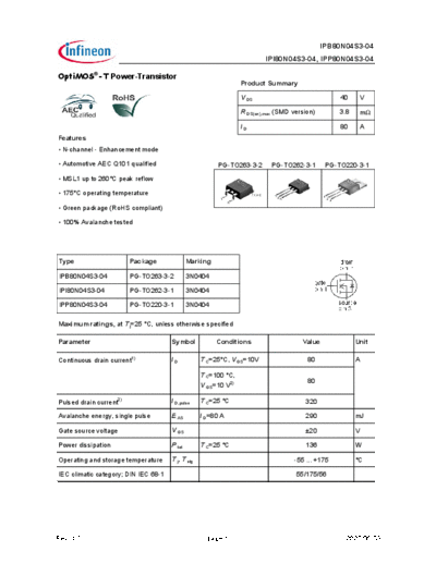 Infineon ipp80n04s3 ipb80n04s3 ipi80n04s3-04  . Electronic Components Datasheets Active components Transistors Infineon ipp80n04s3_ipb80n04s3_ipi80n04s3-04.pdf