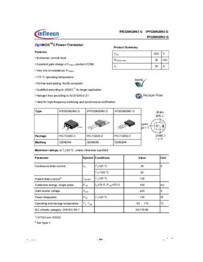 Infineon ipp320n20n3g ipb320n20n3g ipi320n20n3g  . Electronic Components Datasheets Active components Transistors Infineon ipp320n20n3g_ipb320n20n3g_ipi320n20n3g.pdf