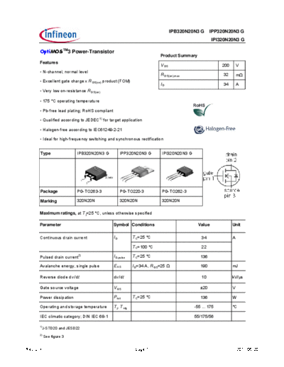 Infineon ipp320n20n3g ipb320n20n3g ipi320n20n3g rev2.3  . Electronic Components Datasheets Active components Transistors Infineon ipp320n20n3g_ipb320n20n3g_ipi320n20n3g_rev2.3.pdf