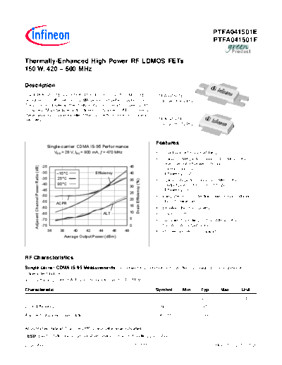 Infineon ptfa041501e-f  . Electronic Components Datasheets Active components Transistors Infineon ptfa041501e-f.pdf