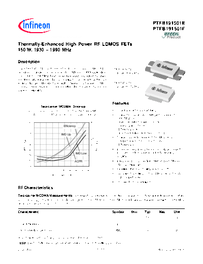 Infineon ptfb191501e-f  . Electronic Components Datasheets Active components Transistors Infineon ptfb191501e-f.pdf