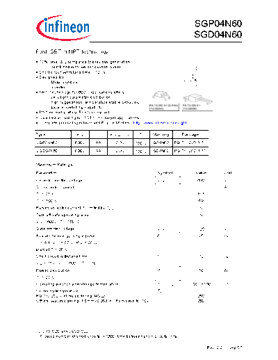 Infineon sgp04n60 sgd04n60 rev2 2g  . Electronic Components Datasheets Active components Transistors Infineon sgp04n60_sgd04n60_rev2_2g.pdf