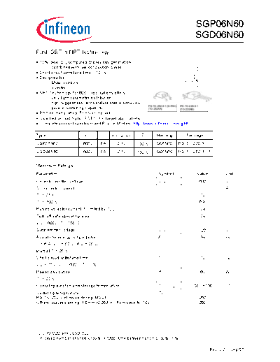 Infineon sgp06n60 sgd06n60 rev2 2g  . Electronic Components Datasheets Active components Transistors Infineon sgp06n60_sgd06n60_rev2_2g.pdf