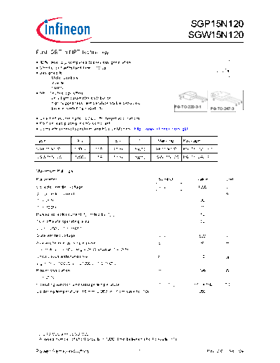Infineon sgp15n120 sgw15n120 rev2 6  . Electronic Components Datasheets Active components Transistors Infineon sgp15n120_sgw15n120_rev2_6.pdf