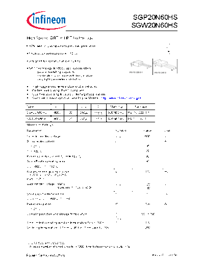 Infineon sgp20n60hs sgw20n60hs rev2  . Electronic Components Datasheets Active components Transistors Infineon sgp20n60hs_sgw20n60hs_rev2.pdf