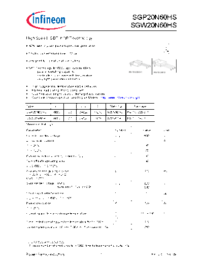 Infineon sgp20n60hs sgw20n60hs rev2 5g  . Electronic Components Datasheets Active components Transistors Infineon sgp20n60hs_sgw20n60hs_rev2_5g.pdf