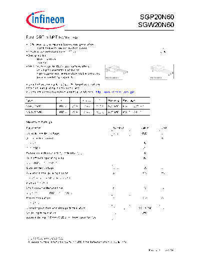 Infineon sgp20n60 sgw20n60 rev2  . Electronic Components Datasheets Active components Transistors Infineon sgp20n60_sgw20n60_rev2.pdf