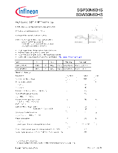 Infineon sgp30n60hs sgw30n60hs rev2  . Electronic Components Datasheets Active components Transistors Infineon sgp30n60hs_sgw30n60hs_rev2.pdf