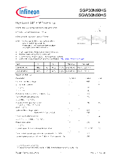 Infineon sgp30n60hs sgw30n60hs rev2 4g  . Electronic Components Datasheets Active components Transistors Infineon sgp30n60hs_sgw30n60hs_rev2_4g.pdf