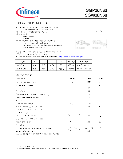 Infineon sgp30n60 sgw30n60 rev2  . Electronic Components Datasheets Active components Transistors Infineon sgp30n60_sgw30n60_rev2.pdf