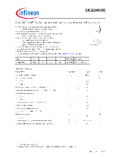 Infineon skb04n60 rev2 3g  . Electronic Components Datasheets Active components Transistors Infineon skb04n60_rev2_3g.pdf