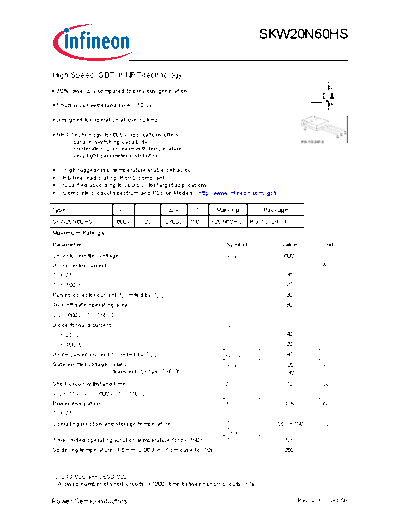 Infineon skw20n60hs rev2 3g  . Electronic Components Datasheets Active components Transistors Infineon skw20n60hs_rev2_3g.pdf