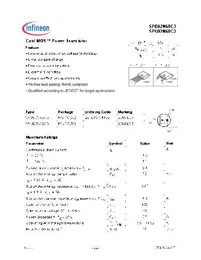 Infineon spd02n60c3 spu02n60c3  . Electronic Components Datasheets Active components Transistors Infineon spd02n60c3_spu02n60c3.pdf