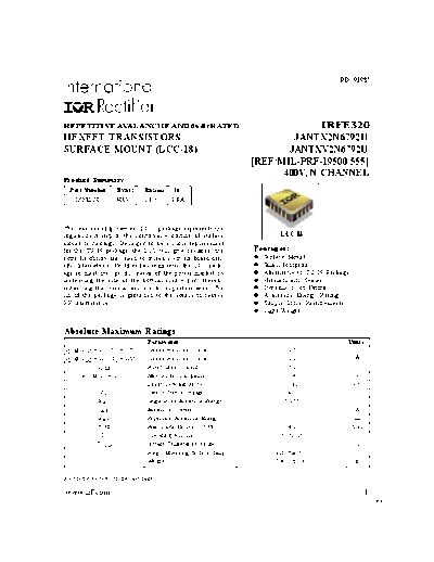 International Rectifier irfe320  . Electronic Components Datasheets Active components Transistors International Rectifier irfe320.pdf