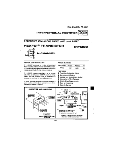 International Rectifier irfi360  . Electronic Components Datasheets Active components Transistors International Rectifier irfi360.pdf
