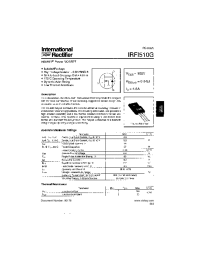 International Rectifier irfi510g  . Electronic Components Datasheets Active components Transistors International Rectifier irfi510g.pdf