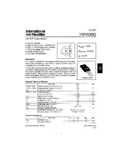 International Rectifier irfi530g  . Electronic Components Datasheets Active components Transistors International Rectifier irfi530g.pdf